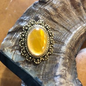 VINTAGE Orange Abalone 1” Brooch